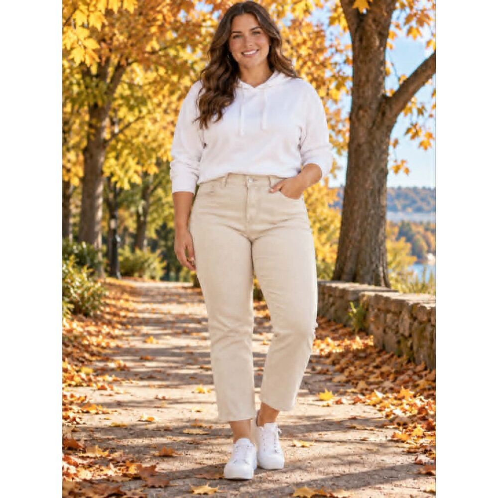 NWT Size 13/31 Risen Tummy Controlled Top High Rise Straight Leg Jean-SAND